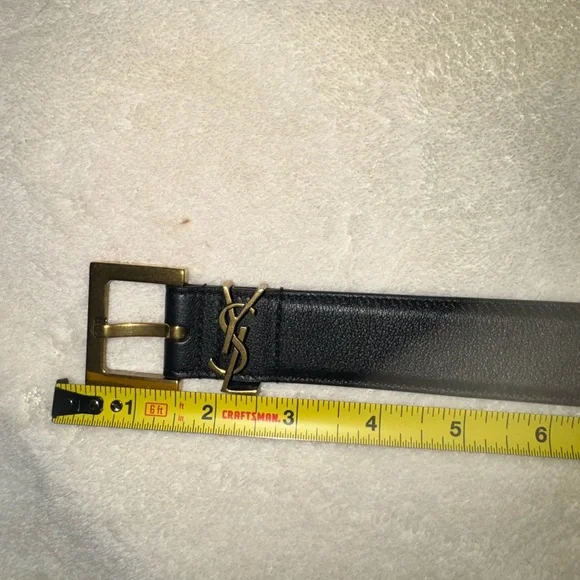 YSL - Saint Laurent Paris Women’s Logo Belt Black Size 85 Gold Hardware. EUC - Picture 10 of 16